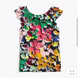 Like new: $98 J.CREW Colorful Silk Top with Low Back, Size 0 — EUC